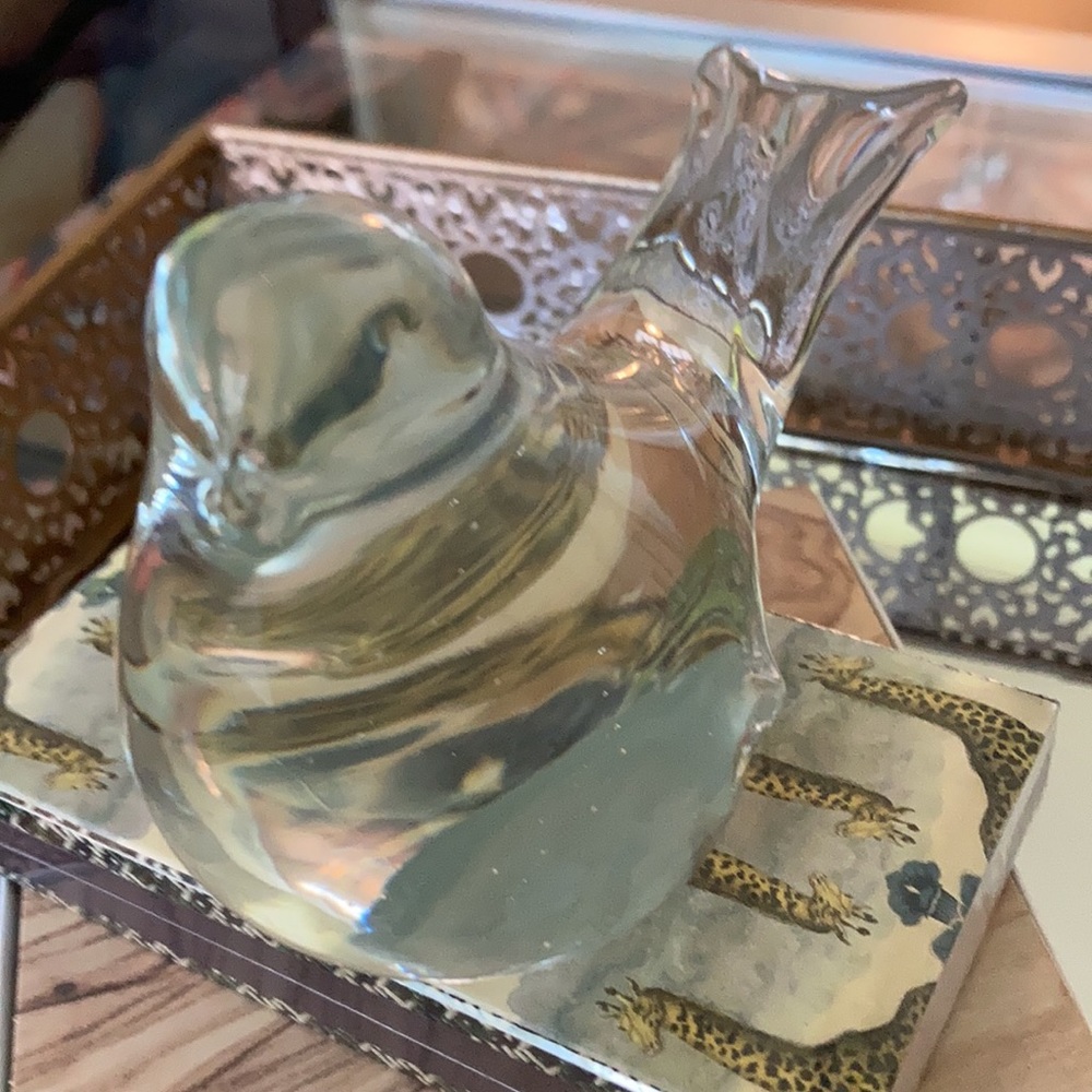 Vintage clear glass bird Paperweight